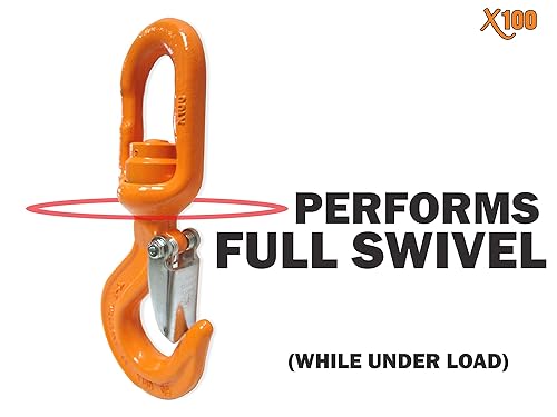 5 Ton X100 Alloy Swivel Bearing Hoist Hook with Latch Load Rotation Device - Poueer