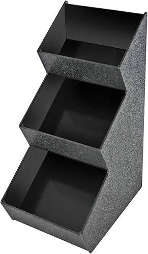 Azar Displays 400324 Black Three Compartment Three-tiered Condiment Organizer with Black Front - Poueer