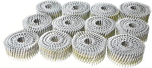 marddpair 1-3/4-Inch x .092-Inch Siding Nails 15-Degree Collated Wire Coil Full RoundHead Ring Shank Hot-Dipped Galvanized 3600 Count for Rough Nailing of Lathing and Sheathing Materials - Poueer