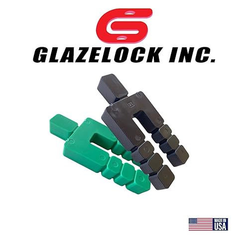 Glazelock MS01 1/32' Thick Shim 4 3/16' L x 1 7/8' W with 5/8' Slot Mini Snap-Off Stackable Square Horseshoe Plastic Flat Shims Green 1/2' Stack 125stacks/2000pc/box (2000, 1/32 inch) - Poueer