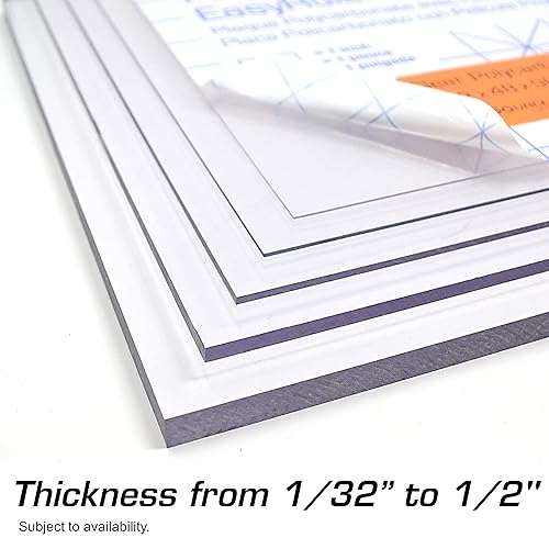 Polycarbonate Clear Plastic Sheet 48' X 96' X 0.030' (1/32', 4x8 ft), EasyRuler Film, Shatter Resistant, Easy to Cut, Bend, Mold Than Plexiglass. Window Panel, Industrial, Hobby, Home, DIY, Crafts - Poueer