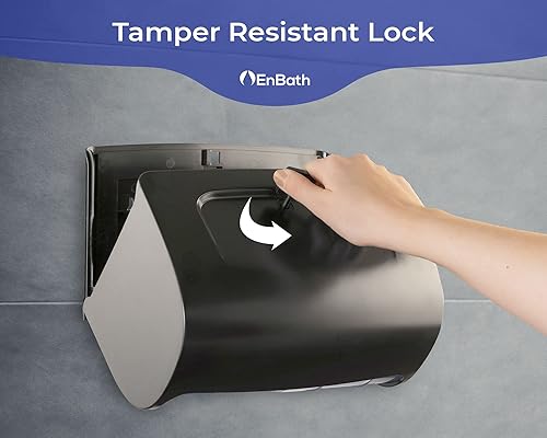 2-Pack Commercial Toilet Paper Dispenser Wall Mount, Double (2 Roll) Locking Toilet Paper Holder (Black), Compact Two Roll, Side by Side Design Tissue Paper Dispenser - Poueer