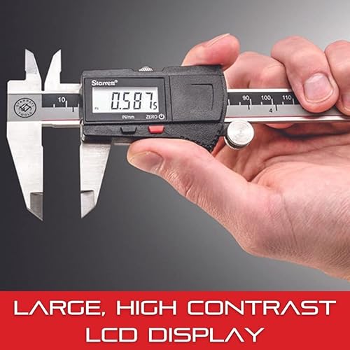 Starrett Stainless Steel Electronic Slide Caliper - 0-12' Range, .0005' Resolution, LCD Display, Fine Adjustment Thumb Wheel, in/mm Conversion - EC799A-12/300 - Poueer