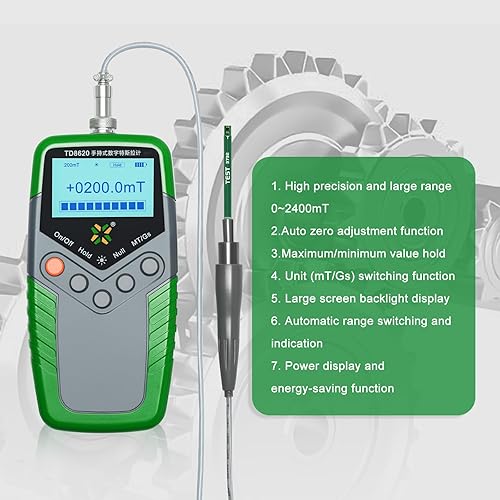 GOYOJO Handheld Digital Gauss Meter, High Precision Tesla Meter with Probe 0-2400mT, Surface Magnetic Field Meters Metal Probe Tool for Residual Magnetism and Nondestructive Testing - Poueer