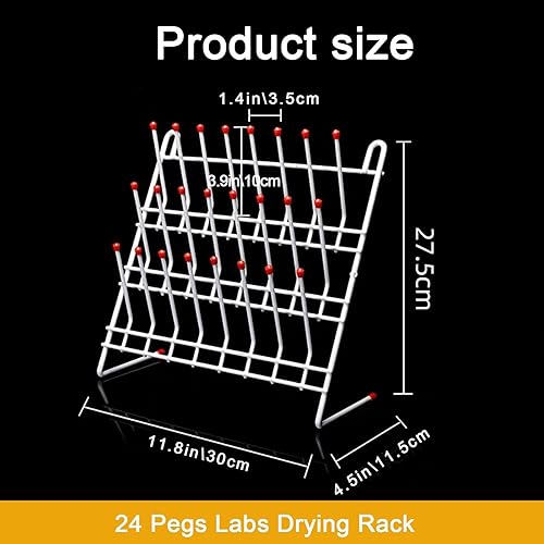 Lab Drying Rack 55 Pegs Lab Glassware Rack Steel Wire Glassware Drying Rack Free-Standing Tube Drying Draining Rack for School Laboratory Utensils (55 pegs) - Poueer