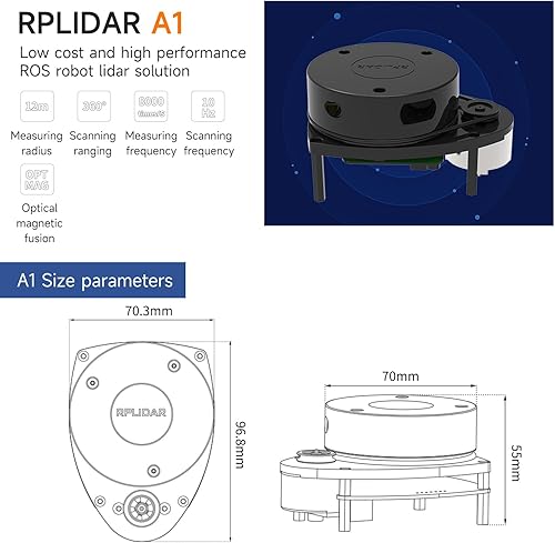 Yahboom Silan Lidar Sensor ROS Robot TOF Range Navigation 3D Scanner Laser Measurement Tool RPLIDAR A1 C1 (RPLIDAR C1) - Poueer
