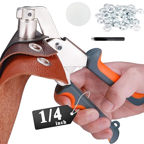 Heavy Duty Grommet Tool Kit, 500 pcs 3/8 Inch 10mm Grommets, Grommet Kit, Eyelet Tool, Press for Tarp, Fabric, Banner, Canvas, Leather, Tents, Vinyl, Punching Machine - Poueer