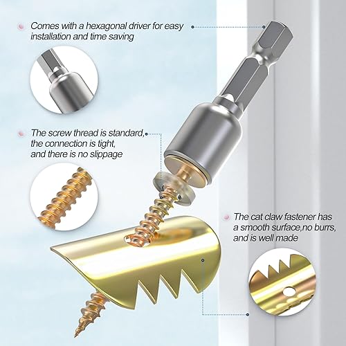 200Pcs Cat Claw Fasteners, Reuse Galvanized Fence Staples with Drill Bit for Wire Fencing Mesh - Poueer