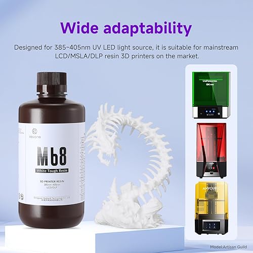 RESIONE Tough 3D Printer Resin, Not Brittle ABS Like Tough & Rigid 3D Resin for LCD 3D Printing UV 405nm (M58 Grey 1KG) - Poueer