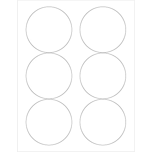 Aviditi Tape Logic 3' White Circle Labels, for Laser & Inkjet Printers, Permanent Adhesive, 8 1/2' x 11' Sheet, 6 Labels Per Sheet, 100 Sheets - Poueer