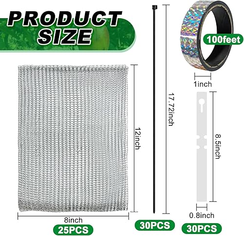 25Pcs 8 x 12 inch Fruit Protection Wire mesh Bags, 304 Stainless Steel Wire, Gophers Resistant Stainless Steel Mesh, Root Protection mesh Bag for Fruits, Berries, Vegetables - Poueer