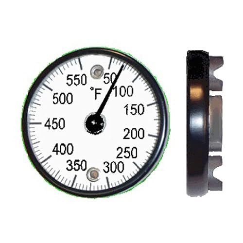 PIC Gauges B2MS-Q Black Steel Case Surface Mount Thermometer, Magnetic Connection, 2' Dial, 50/500° F Temperature Range - Poueer