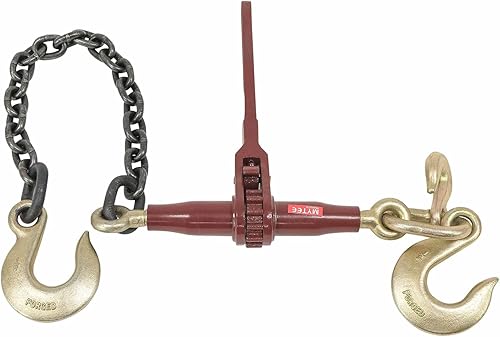 Mytee Products (2 Pack) Ratchet Pro Binder w/ 3/8' Grab & 1/2' Sling Hook, & 2' G8 Chain & 1/2' Sling Hook, 7100 WLL - Poueer