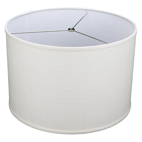 FenchelShades.com 18' Top Diameter x 18' Bottom Diameter 12' Height Cylinder Drum Lampshade USA Made (Burlap Off White) - Poueer