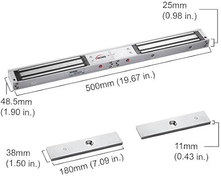 Visionis VIS-600D-LED Double Door 600lbs Indoor Electric Magnetic Lock with LED Sensor for Access Control - Poueer