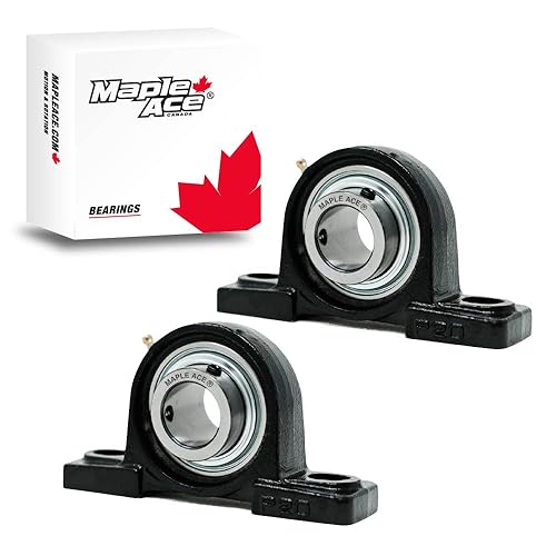 MAPLE ACE UCP207-22 Pillow Block Bearing 1-3/8' Bore, 2-Bolt, Self-Aligning, R3 Triple Lip Seal, Heavy Duty (Qty 2) - Poueer
