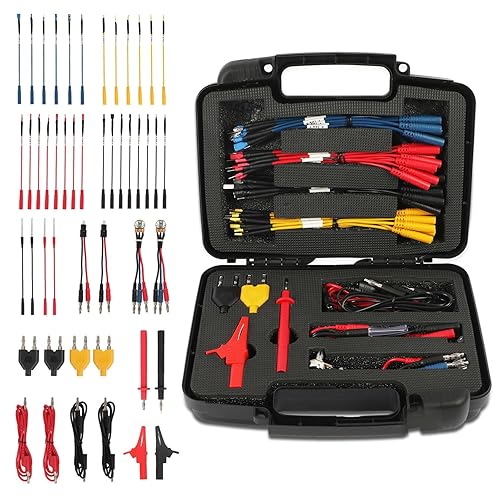 104PCS Automotive Circuit Test Leads Kit Electrical Breakout Leads Automotive Kit Multimeter Test Leads Kit with Alligator Clips,Banana Plug Test Lead,Oscilloscope Probe - Poueer