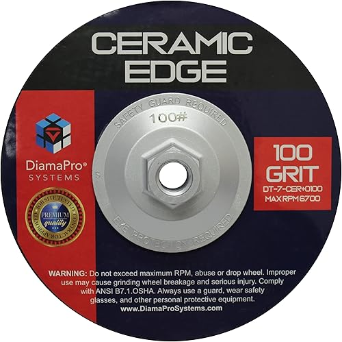 Ceramic Edge Threaded 7 Inch Ceramic Concrete Grinding Cup Wheel Grinding, Preparation, & Removing Coating (30 Grit) - Poueer