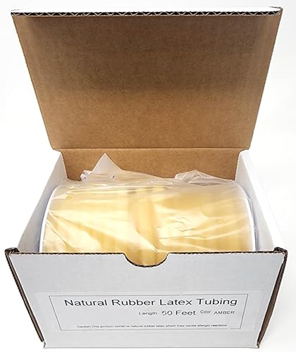 Surgical Tube Natural Rubber Latex Tubing 50ft Roll 1/8' Inner Diameter x 1/16' Wall x 1/4' Outer Diameter - Poueer