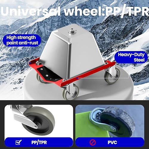 Snowmobile Dolly Sets Heavy Duty V-Slide with 3' PP/TPR Swivel Casters and Rubber Pad Protecting Skis 1500 lbs Capacity(Gray) - Poueer