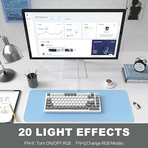 ATTACK SHARK X820ULTRA Wireless Gaming Mechanical Keyboard with TFT Smart Display&Knob,Side Printed PBT,Gasket Mounted 75% TKL Keyboard,BT5.0/2.4GHz/USB-C,RGB Backlit（White Contour,Shark Switch - Poueer