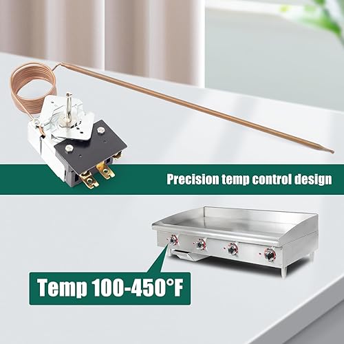 YUXIVCNE Upgraded SA-465-36 Electric Griddle Thermostat Control SA-100-450 Compatible With Star Max Griddle 2T-Z5958 MFG 2T-Z5958 MFG Z5958 Thermostat Replacement for AllPoints 46-1368, Temp 100-450F - Poueer