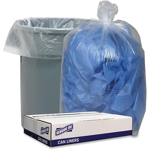 Genuine Joe Clear Low Density 1.1mil Liners, 45 Gal (Pack of 100) - Poueer