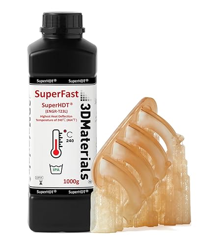 SuperHDT 3D Printer Resin, Highest Heat Deflection Temperature 464°F, Made in Korea by 3DMaterials (1000g, Amber) - Poueer