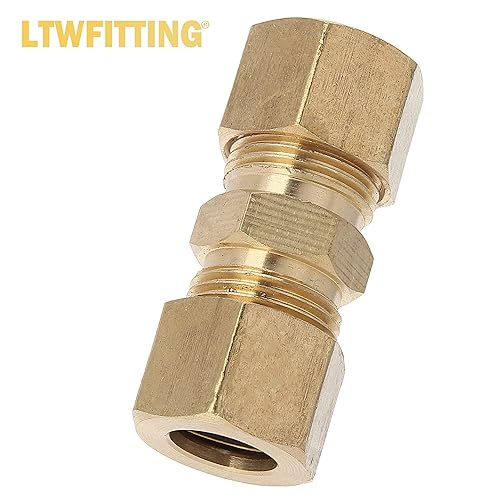 LTWFITTING Assortment Kit Tube OD 3/8' 7/16' 1/2' 5/8' Brass Compression Union Set (Pack of 25) - Poueer