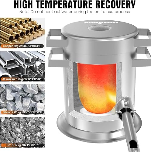Nelyrho 6KG Propane Metal Smelting Furnace Kit and 1 Piece 7.5KG Graphite Ingot Mold Bundle - Poueer