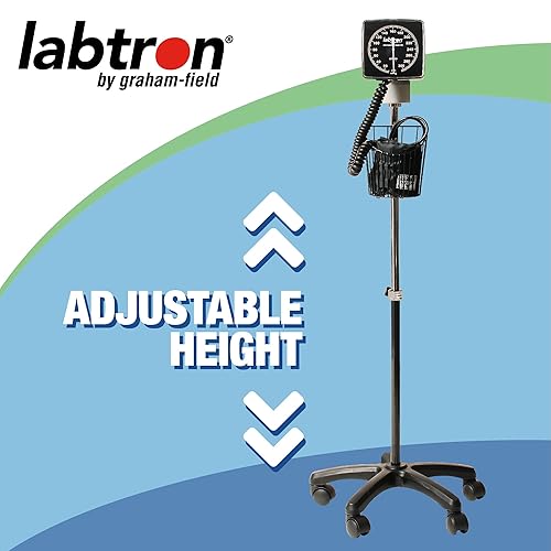 Graham-Field 223B Labtron Mobile Blood Pressure Monitor with Rolling Stand, Aneroid Sphygmomanometer, BP Cuff & Wheels - Poueer