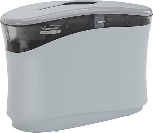 Countertop Folded Paper Towel Dispenser (55760), Soft Grey, Single-Dispensing, Space-Saving for Home & Office, 13.3'x9.0'x5.2' (Qty 1) - Poueer
