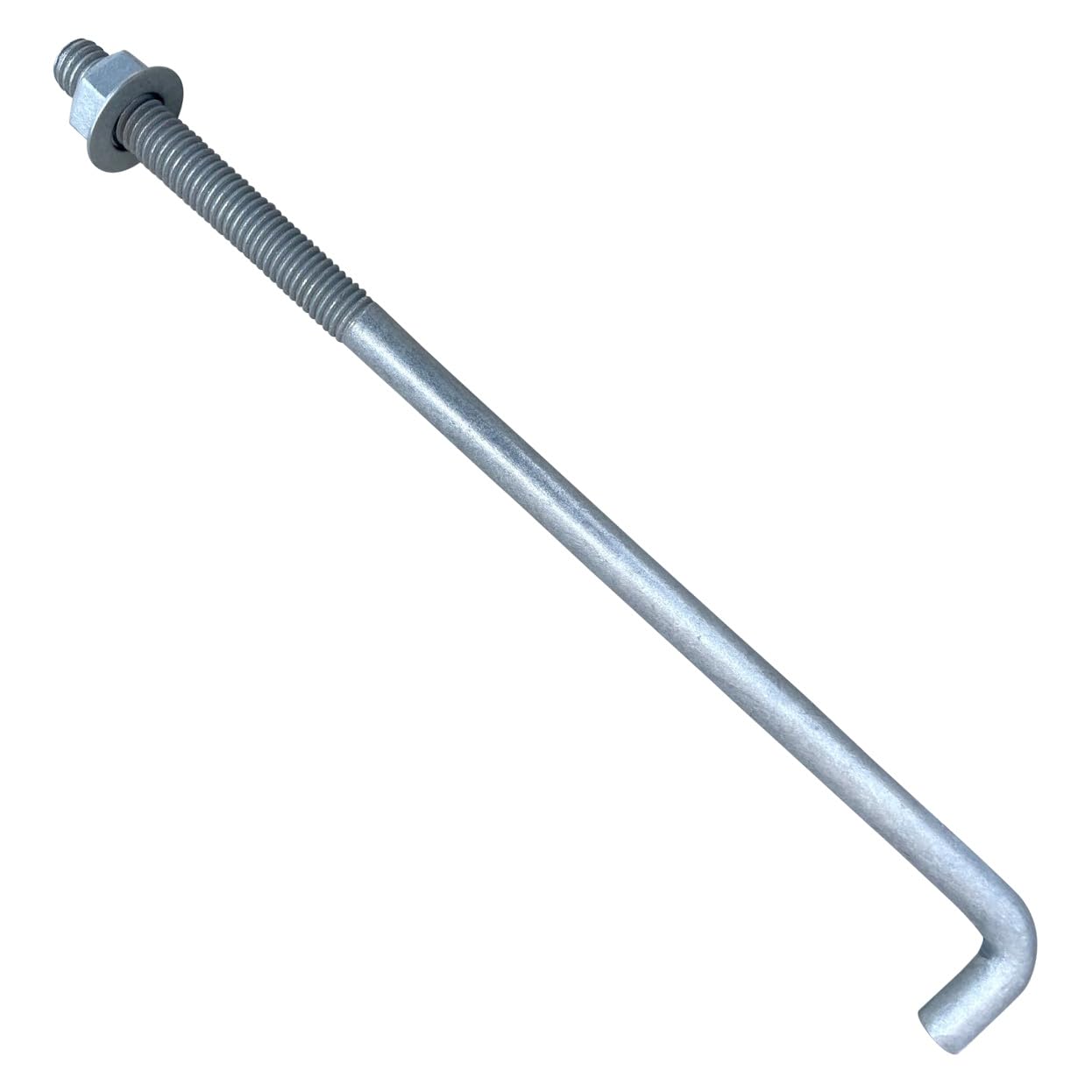 Sandbaggy 5/8' x 14' Threaded Concrete Anchor L-Bolts (Nuts & Washers Included) - Hot Dipped Galvanized - Sill Plate, Base Plate, Masonry, Wood, Cement Anchors, J Bolt (25, 5/8” x 14”) - Poueer