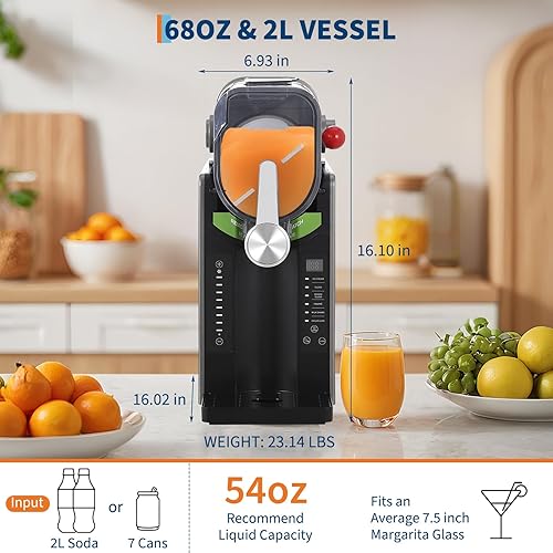 Slushie Machine 68oz, MERXENG All-in-One Slushy Maker for Home with LED Display & Auto-Clean, No Ice Needed & One-Touch Reservation, 6 Preset Programs for Frozen Margaritas, Ice Cream & Frappés - Poueer