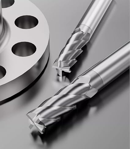 2PCS 1/2'' Carbide Square End Mill Bits Set, Milling Bits Cutter 1/2 Carbide End Mills for Alloy Steels/Hardened Steels, HRC 45 Deg Single End 4 Flute AlTiN Coating (2PCS 1/2in) - Poueer