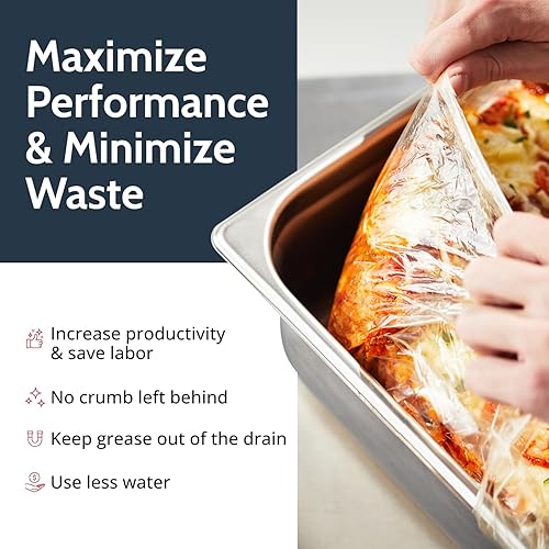 PanSaver Hotel Clear Round Pan Liners for Easy Clean Up - Disposable Buffet Pan Liners, Ovenable up to 400F (9 & 11 Quart Round Pan Liner - 18 x 20 IN) - Poueer