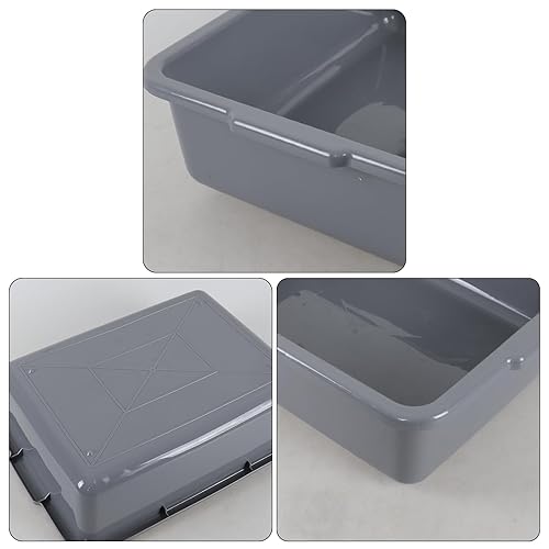 32 L Large Bus Tubs, Plastic Commercial Utility Bus Box, Gray, 4-Pack - Poueer