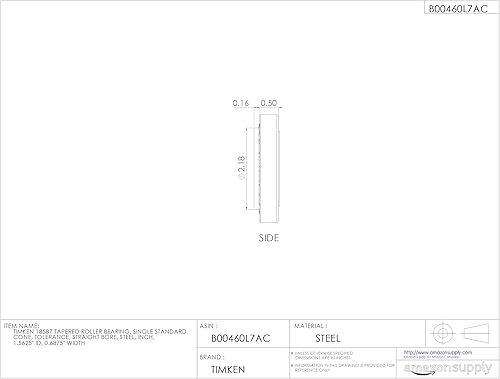 TIMKEN Timken 18587 Tapered Roller Bearing, Single Cone, Standard Tolerance, Straight Bore, Steel, Inch, 1.5625' ID, 0.6875' Width, 0.030' Max Shaft Fillet Radius - Poueer