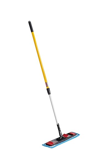 Rubbermaid Commercial Products Microfiber Adaptable Flat Mop Kit for WaveBrake, Yellow, Extendable Handle, for Heavy-Duty Cleaning/Hardwood/Tile/Laminated Floors in Kitchen/Lobby/Office - Poueer