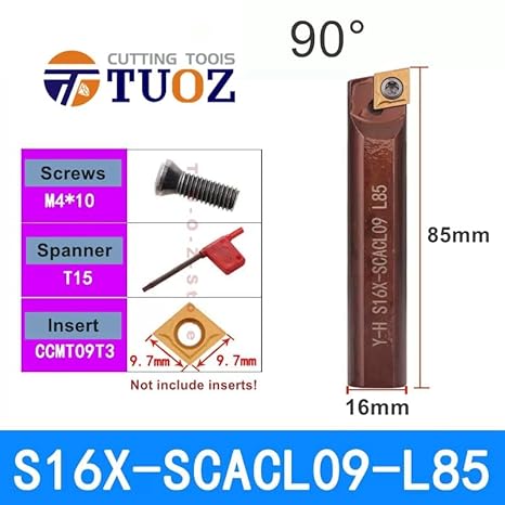 1Pcs S14X S16X SCACR SCBCR SCMCN SCACL SCBCL 06 09 L35 L45 L55 L65 L75 L85 L95 12mm 14mm 16mm CNC Turning Tools Toolholder Bar(S14X-SCACR09-L65) - Poueer