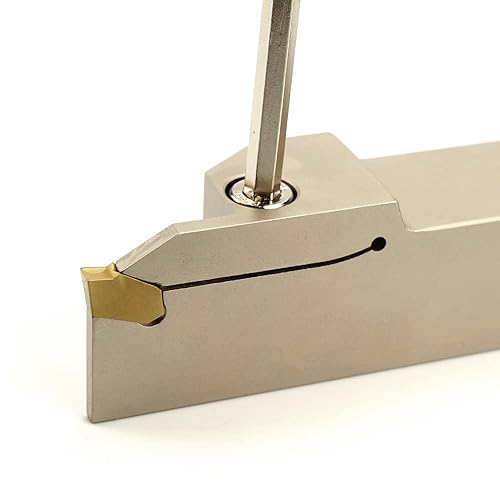 OSCARBIDE 1'x1' Nickel Plated Indexable Grooving & Parting Cut-Off Tool with GTN-4 Carbide Insert, Right-Hand Lathe Holder (1pc) - Poueer