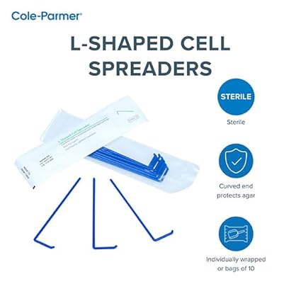 Argos C4050 Polypropylene Sterile Disposable Blue L-Shaped Cell Spreaders (Case of 500) - Poueer