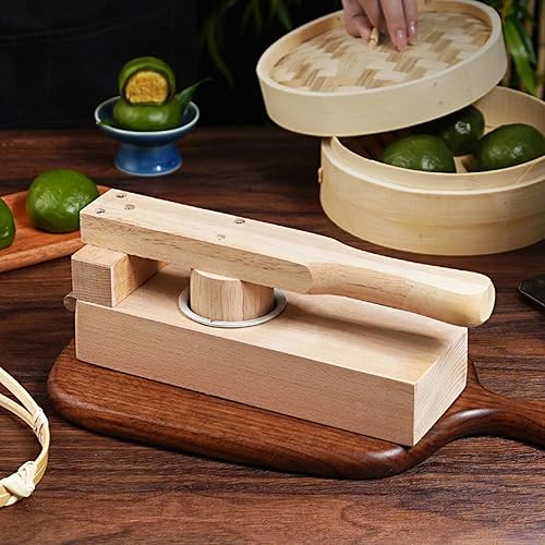 caralei Practical Wood Mochi Maker Convenient Kitchen Embosser Tool Practical Thick Wood Dough Press for Traditional Snacks Wood - Poueer
