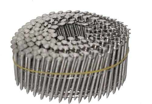 2 Inch by 0.093 - 15 Degree Wire Coil - Stainless Steel - Ring Shank Siding Nail 3600 pc. / CTN - Poueer