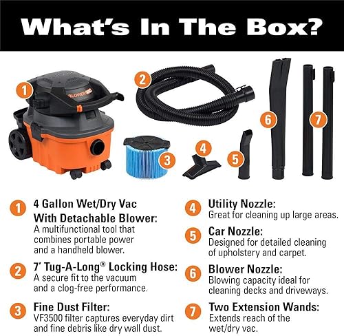 4 Gallon Detachable Wet/Dry Vac - Poueer