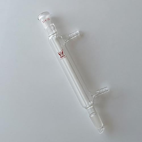 Liebig Condenser, Borosilicate Glass Liebig Condenser with 24/40 Joints, 400mm Jacket Length & 10mm Glass Hose Connection, Lab Glassware - Poueer