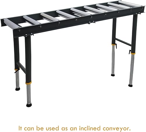 TECHTONGDA 9 Rolls Conveyor Roller Stand Adjustable Height 440LBS 65 Inch Length 18.5 Inch Width with 2.3 Inch Rollers Diameter Stainless Steel Silver - Poueer