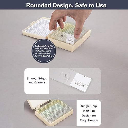 20pcs Microscope Slides Biology And Pathology Prepared Microbiological Bacterial Specimens Microscope Slide Set with Plastic Box - Poueer