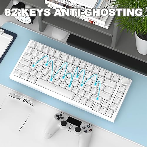 ATTACK SHARK X820ULTRA Wireless Gaming Mechanical Keyboard with TFT Smart Display&Knob,Side Printed PBT,Gasket Mounted 75% TKL Keyboard,BT5.0/2.4GHz/USB-C,RGB Backlit（White Contour,Shark Switch - Poueer