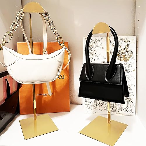 Royxen 3 Pack Handbag Rack Stainless Steel with Adjustable Height, Purse Display Stand, Black - Poueer